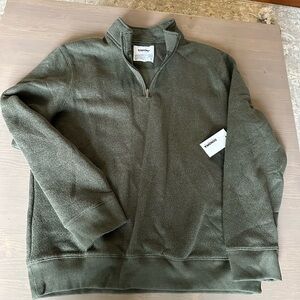 Men's Olive Green Sweater Fleece Quarter-Zip